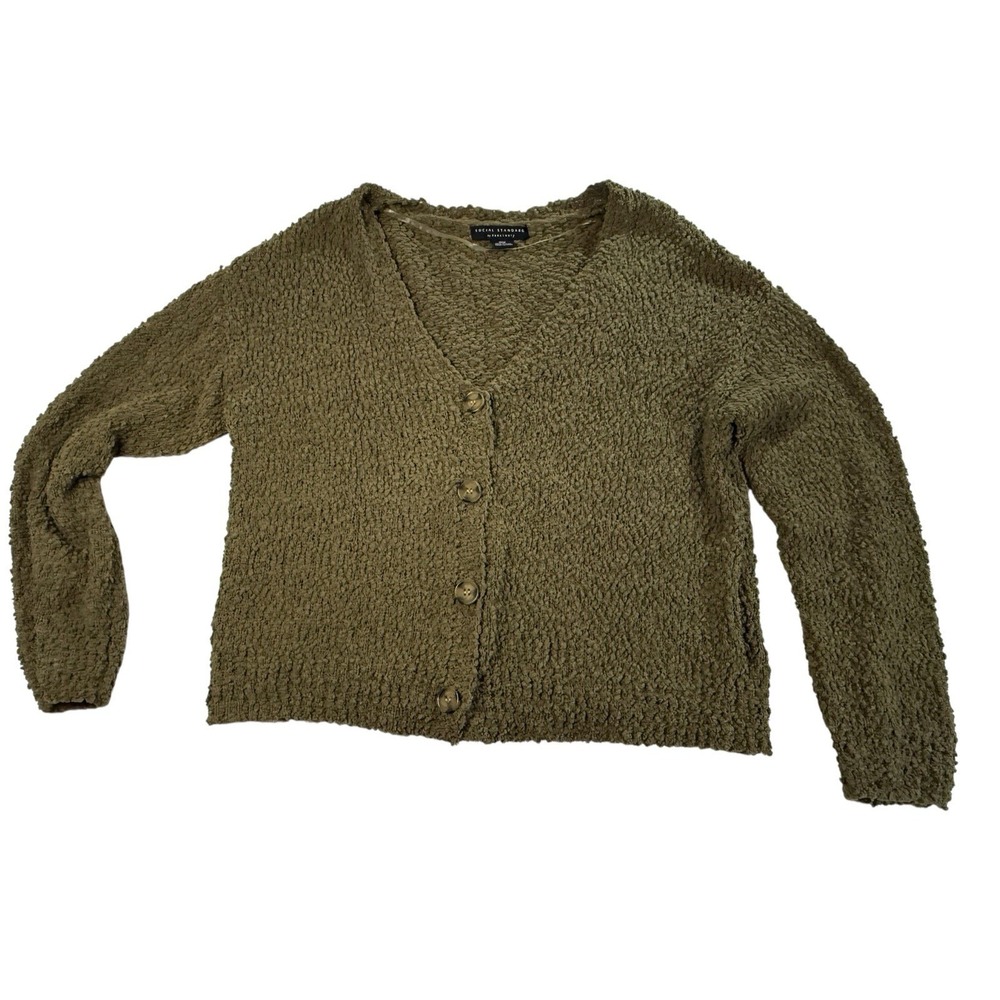 Social Standard Sanctuary Green Sherpa‎ Cardigan Sweater M Cozy Cottagecore